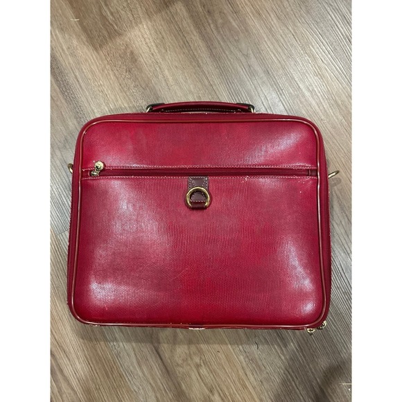 Lancel Handbags - LANCEL Paris Red Briefcase Document Holder Handbag Travel Leather